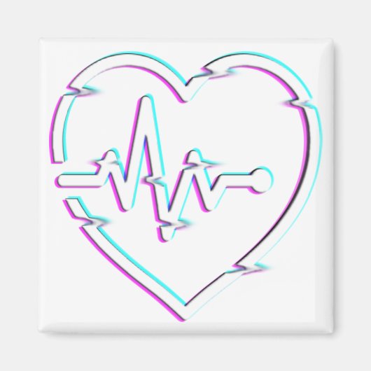 ハートチェックスクエアマグネット マグネット (正面)