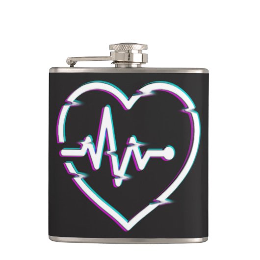 ハートチェックビニール包まれたフラスコ フラスク (正面)