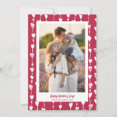 ハートチェーモダンンマゼンタの写真バレンタインデー シーズンカード (正面)