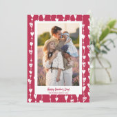 ハートチェーモダンンマゼンタの写真バレンタインデー シーズンカード (スタンド正面)