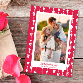 ハートチェーモダンンマゼンタの写真バレンタインデー シーズンカード