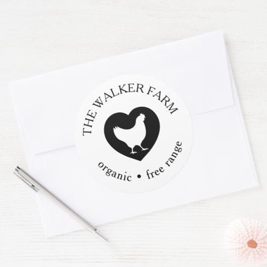 ハートチキンファーム生卵 ラウンドシール (封筒)