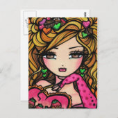 ハートチョコレートキャンディマーメイドファンタジーアートガール ポストカード (正面/裏面)