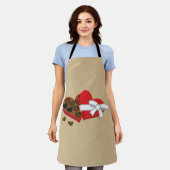 ハートチョコレートギフトボックス – バレンタインデー エプロン (着用した状態)