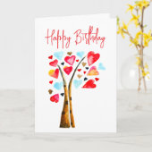 ハートツリーお洒落valemtines カード (黄色い花)