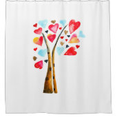 ハートツリーお洒落valemtines シャワーカーテン (正面)