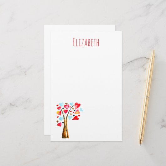 ハートツリーお洒落valemtines 便箋 (正面/裏面インサイチュ)