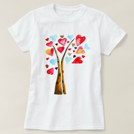 ハートツリーお洒落valemtines tシャツ (デザイン正面)