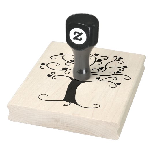 ハートツリーのシルエット、4" x 5"ラバースタンプ ラバースタンプ (スタンプ)