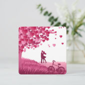 ハートツリーの下の幸せなバレンタインデーのカップル シーズンカード (スタンド正面)