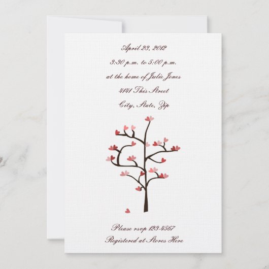 ハートツリーウェディングシャワー招待状 招待状 (正面)