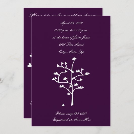 ハートツリーウェディングシャワー招待状 招待状 (正面/裏面)