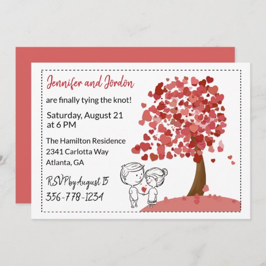 ハートツリーカジュアル結婚式招待状 招待状 (正面/裏面)