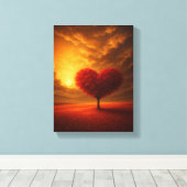 ハートツリーサンセットウォールアートキャンバスプリント キャンバスプリント (インサイチュ (ウッドフロア))