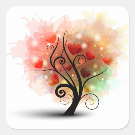 ハートツリーステッカー スクエアシール (正面)