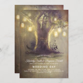 ハートツリーメイソンジャー ライト ラスティック カントリー ウェディング 招待状 (正面/裏面)