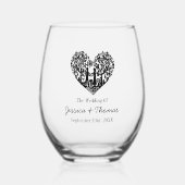 ハートツリーヴィンテージウェディング ステムなしワイングラス (正面)