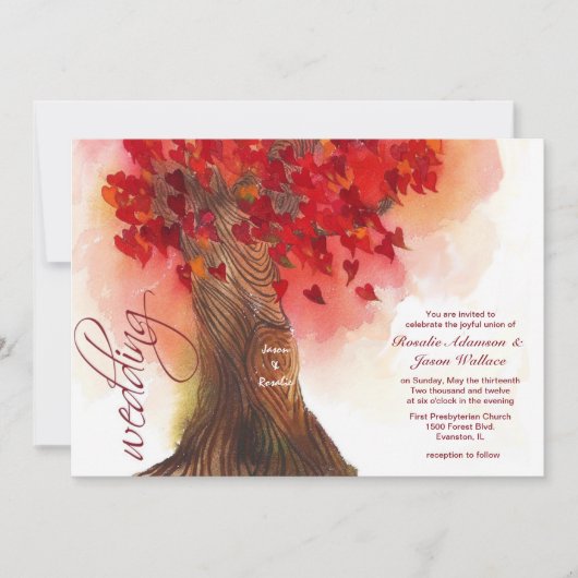 ハートツリー結婚式招待状 招待状 (正面)