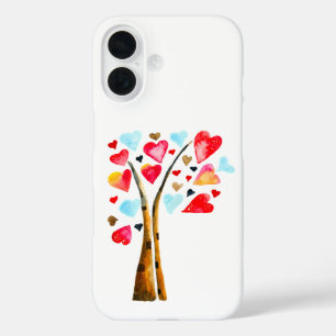 ハートツリーvalentine water color art iPhone 16ケース
