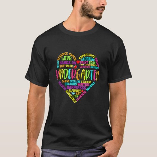 ハートティー幼稚園チーム先生学生戻るT Tシャツ (正面)