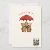 ハートテディベア "Shower with Love" ベビーシャワー 招待状 (裏面)