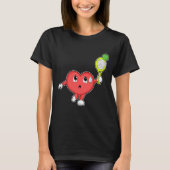ハートテニスラケットスポーツ Tシャツ (正面)
