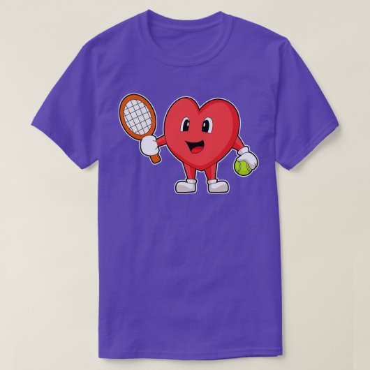 ハートテニスラケット Tシャツ (デザイン正面)