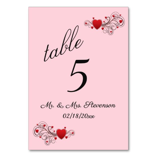 ハートテーブル番号 テーブルナンバー (正面)