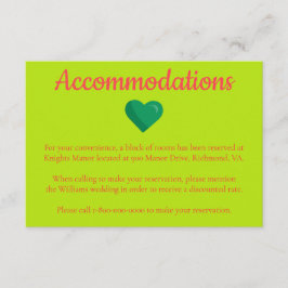 ハートテーマ結婚のホテル エンクロージャーカード