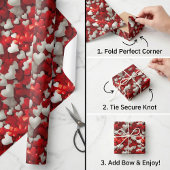 ハートデイお祝い:赤と白のラブアート ラッピングペーパー