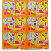 ハートデザイナーシャワーカー数々のテン シャワーカーテン (正面)