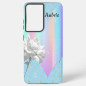 ハートデザインと銀河系S21+ケース用ホワイトローズ SAMSUNG GALAXYケース (裏面)