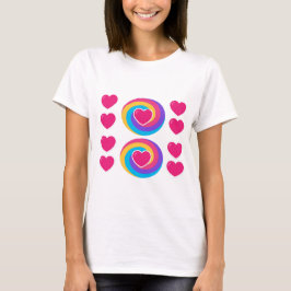 ハートデザインの女性用ホワイトTシャツ Tシャツ