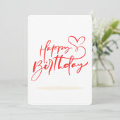 ハートデザインの誕生日カリグラフィー 招待状 (スタンド正面)