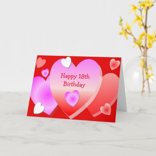 ハートデザインパーソナライズされた18番目誕生日 カード (黄色い花)