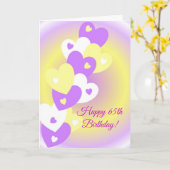 ハートデザインパーソナライズされた65th誕生日 カード (黄色い花)