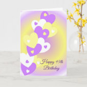 ハートデザインパーソナライズされた95th誕生日 カード (黄色い花)