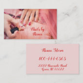 ハートデザイン爪、 ネイル名刺 名刺 (正面/裏面)