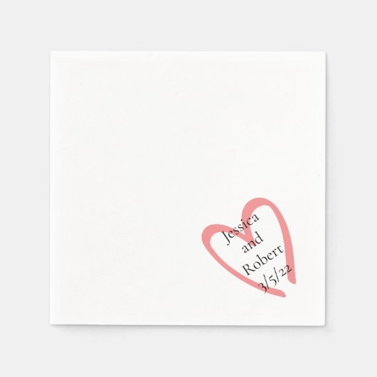 ハートデザイン結婚紙ナプキン スタンダードカクテルナプキン (正面)