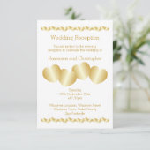 ハートデザイン金ゴールドカラーウェディングレセプション エンクロージャーカード (スタンド正面)