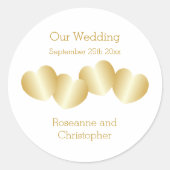 ハートデザイン金ゴールドカラー結婚ズ ラウンドシール (正面)