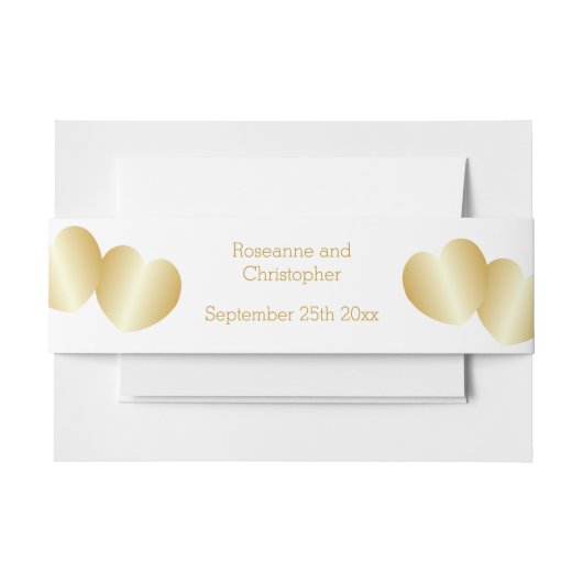 ハートデザイン金ゴールドカラー結婚ズ 招待状ベリーバンド (正面例)