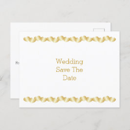 ハートデザイン金ゴールド色結婚式の日付を保存 案内ポストカード