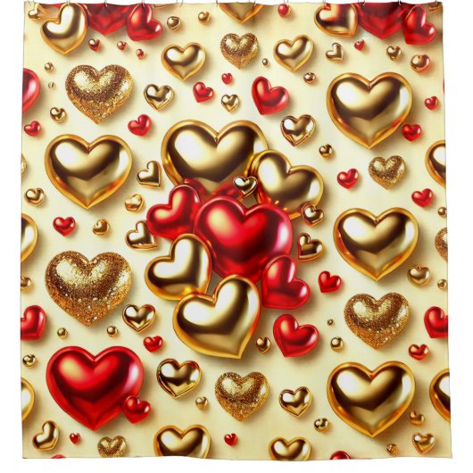 ハートデザイン シャワーカーテン (正面)