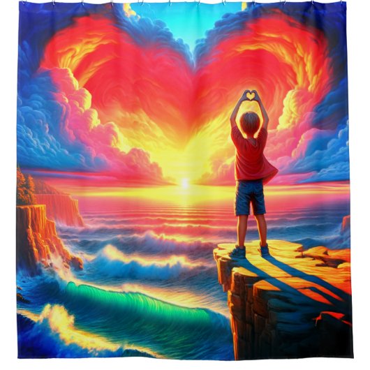 ハートデザイン シャワーカーテン (正面)