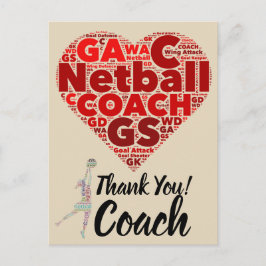 ハートデザインNetballコーチありがとう ポストカード