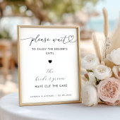 ハートデザートのケーキのサイン結婚をお待ち下さい ポスター