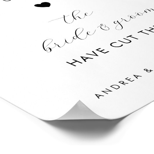 ハートデザートのケーキのサイン結婚をお待ち下さい ポスター (角)