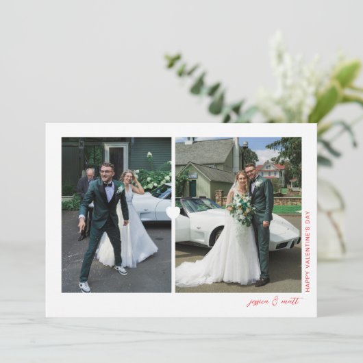 ハートデュオ ホワイト バレンタインデー フォトカード シーズンカード (スタンド正面)