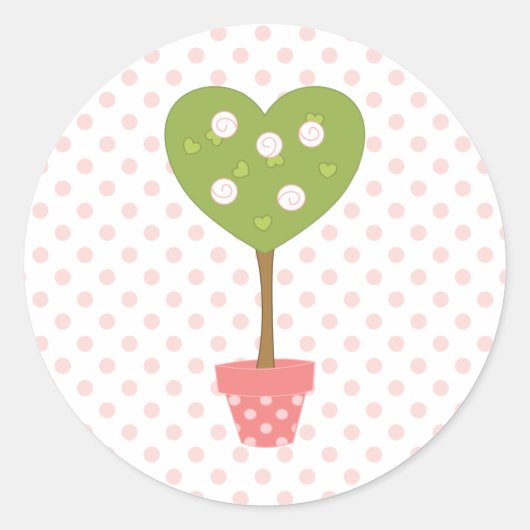 ハートトピアリーウィズホワイトローズ ラウンドシール (正面)